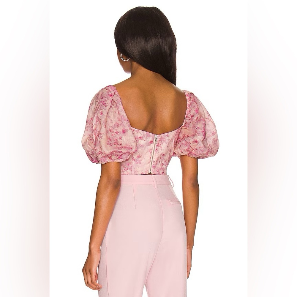 REVOLVE Bardot Corset Top Pink Floral Bustier Fitted Romantic Women Size L - Picture 7 of 16